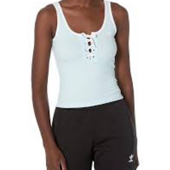2/$15 NWT Baby blue Adidas Lace-Up Tank Top-XL - Picture 1 of 8